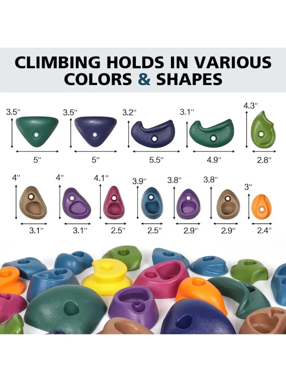 New 20Pcs Rock Wall Climbing Holds for Kids, Climbing Grips for Indoor/Outdoor